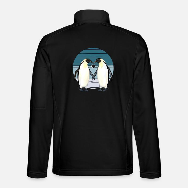 Valentinsdag - Pingvin kærlighed med hjerte - Unisex softshelljakke - sort