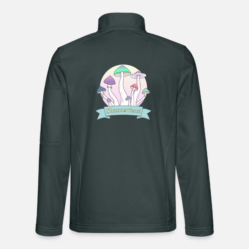 C’est l’heure des champignons ! Design coloré Psilocybe Cubensis Veste en tissu softshell Unisexe