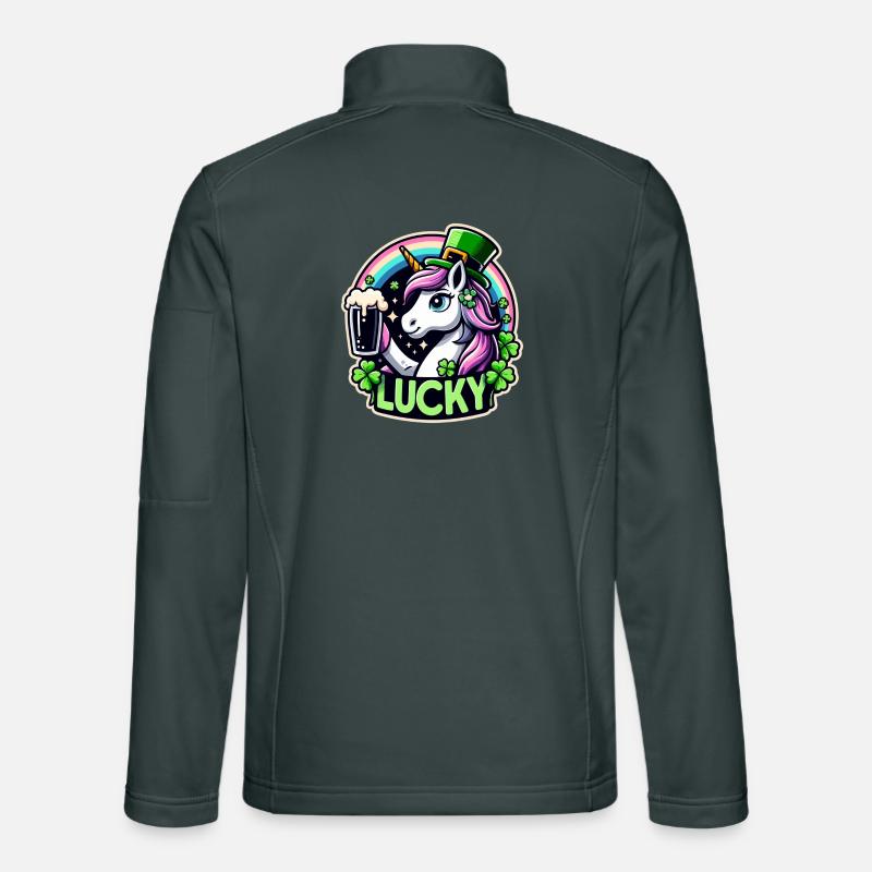 Saint-Patrick Leprechaun Licorne Heureux Veste en tissu softshell Unisexe