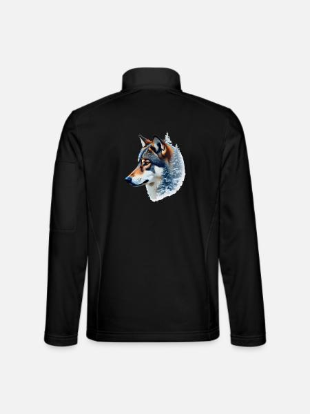 Snow Wolf: Wild and Winter Fusion - Unisex Softshell Jacket - black - Back