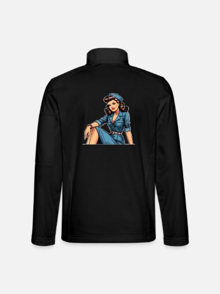 Pin Up Rétro hôtesse de l’air Cadeau d’hôtesse de l’air - Veste en tissu softshell Unisexe - noir - Dos