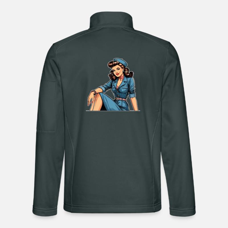 Pin Up Retro Stewardess Flight Attendant Gift Unisex Softshell Jacket