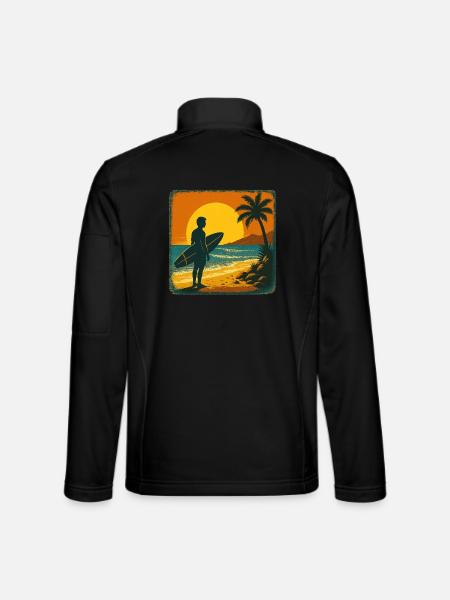 Surfer Surfen Cool Retro Surfer Vintage Surf - Unisex Softshelljacke - Schwarz - Hinten