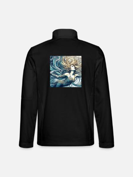 Sirène Sirène Blonde Art Nouveau Cadeau - Veste en tissu softshell Unisexe - noir - Dos