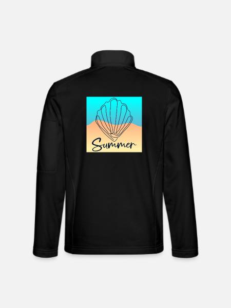 Line Art Seashell - Summer Beach - Unisex Softshell Jacket - black