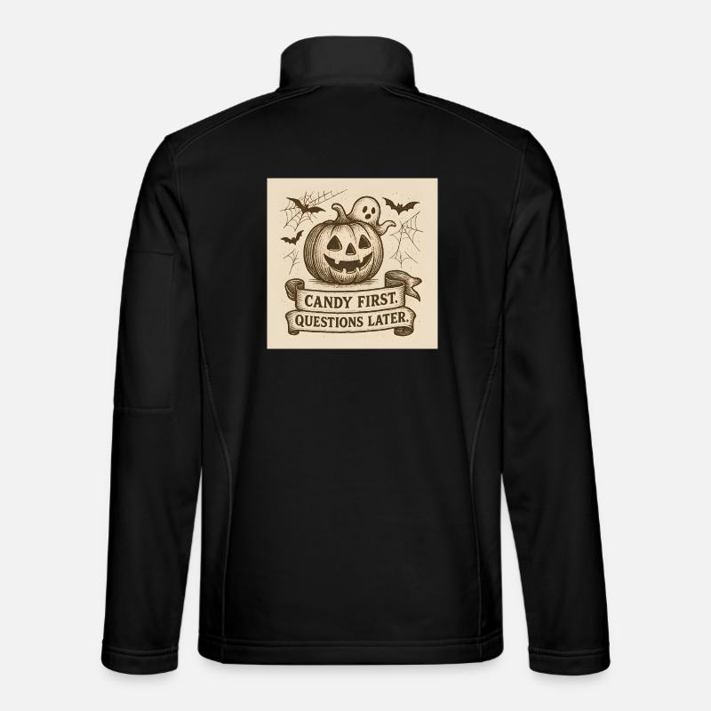 Halloween pumpkin with ghost and banner - Unisex Softshell Jacket - black