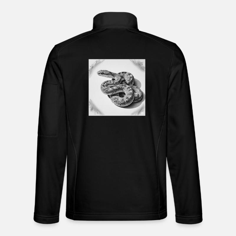 Black and White Scale Snake - Unisex Softshell Jacket - black