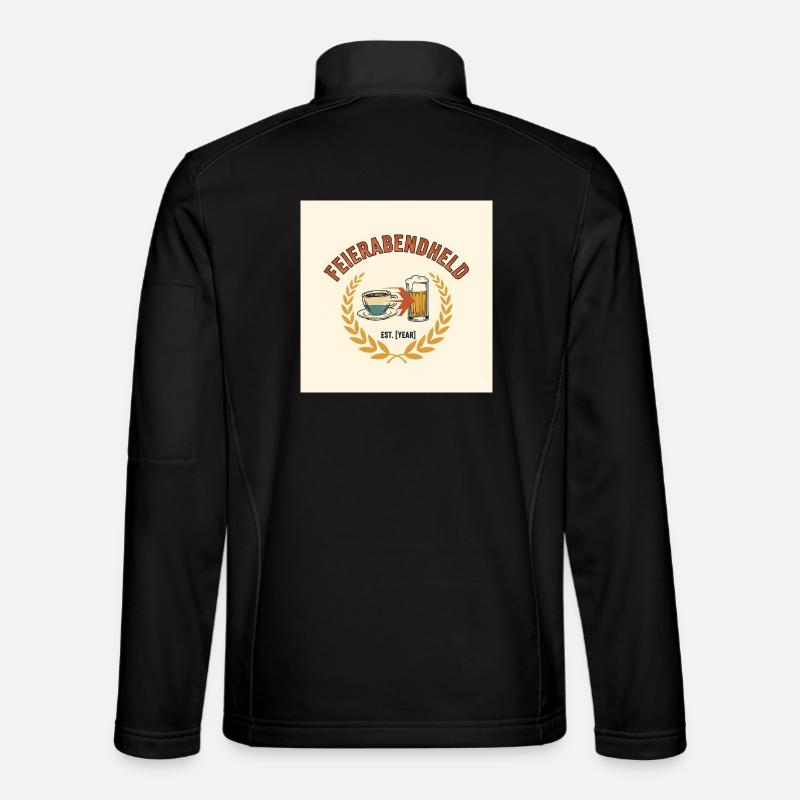 Feierabendheld Kaffeetasse & Bierglas Design - Unisex Softshelljacke - Schwarz