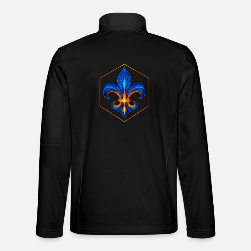 Fleur-de-Lys Flammenblau und Goldglühen - Unisex Softshelljacke - Schwarz