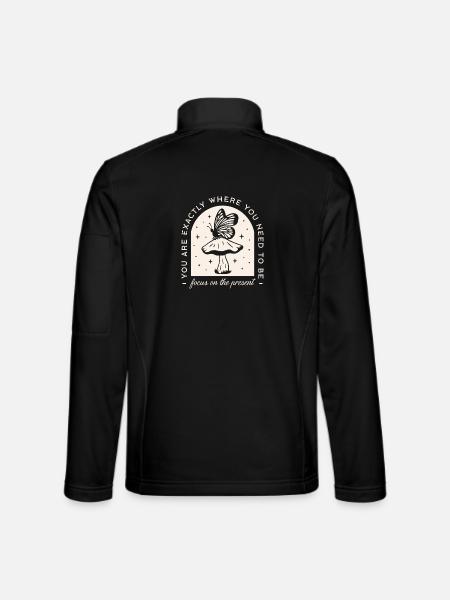Konzentrieren Sie sich auf die gegenwärtigen beruhigenden Angstzitate - Unisex Softshelljacke - Schwarz - Hinten