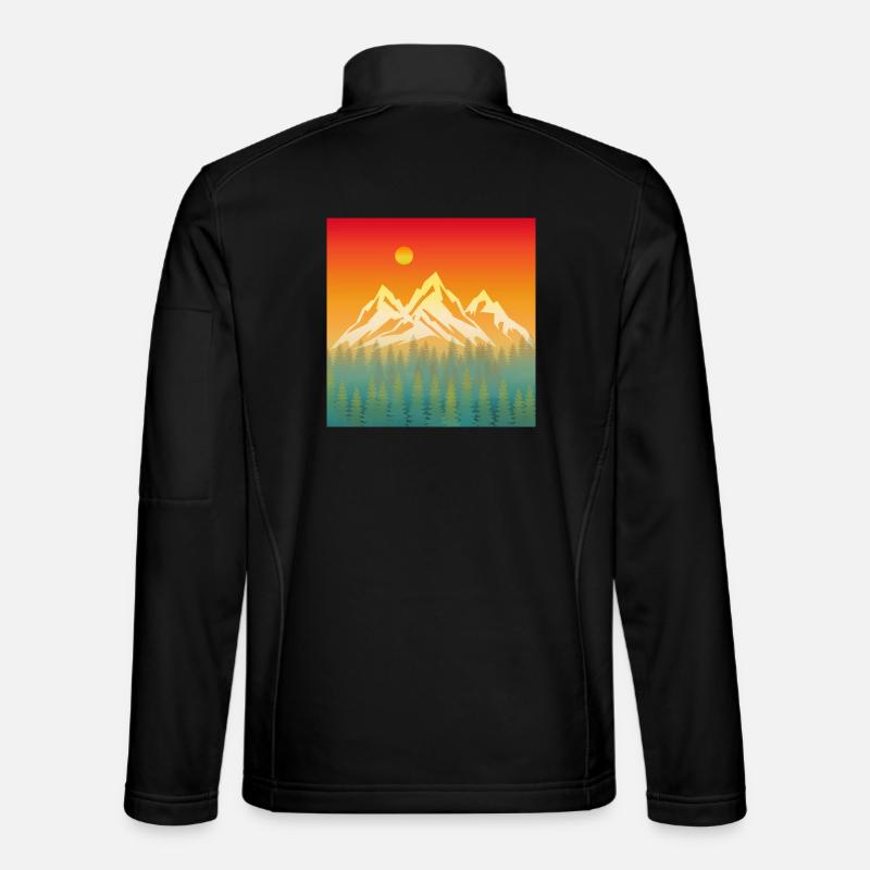 Berg-Natur-Sonnenuntergang - Unisex Softshelljacke - Schwarz