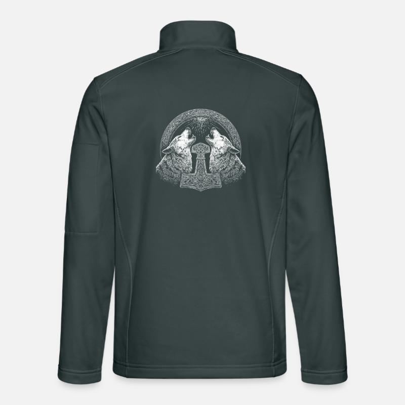 Wolf Thor Hammer Viking Unisex Softshell Jacket