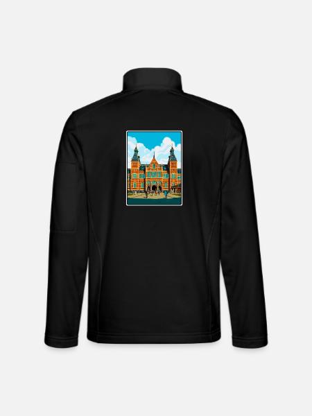 Paysage urbain de l’affiche de voyage du Rijksmuseum Pays-Bas - Veste en tissu softshell Unisexe - noir - Dos