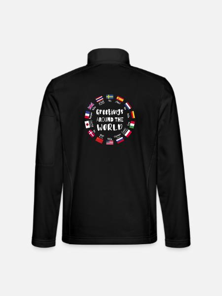 Salutations du monde entier, bonjour dans toutes les langues - Veste en tissu softshell Unisexe - noir - Dos