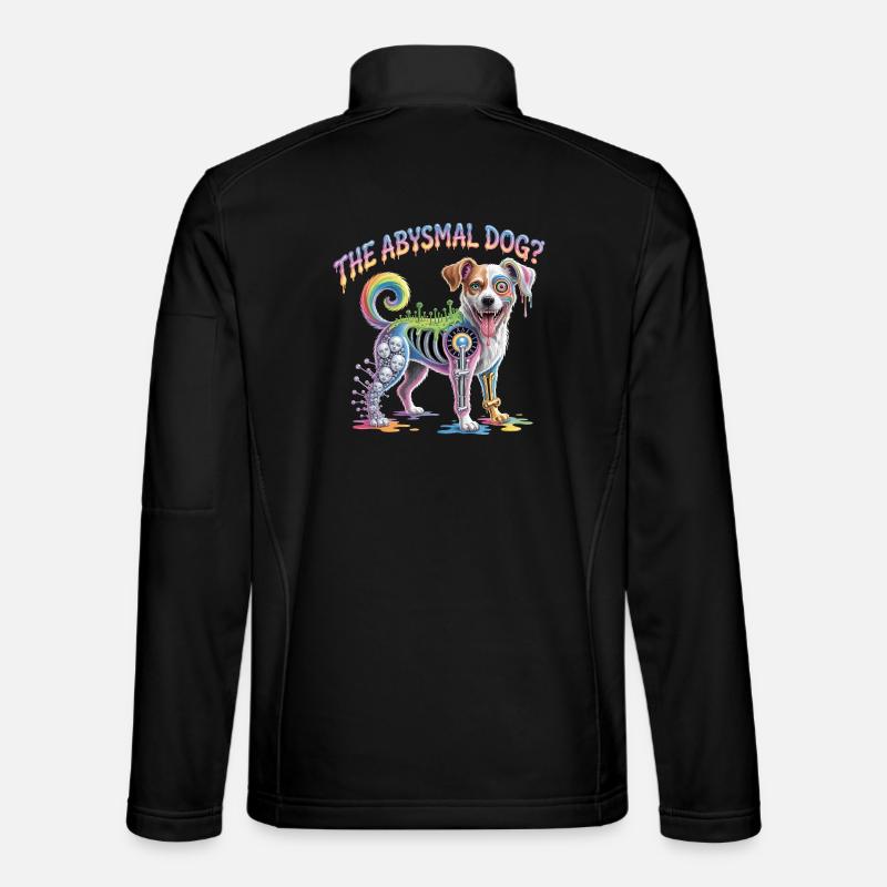 Psychedelic Abysimal Dog Illustration - Unisex Softshell Jacket - black
