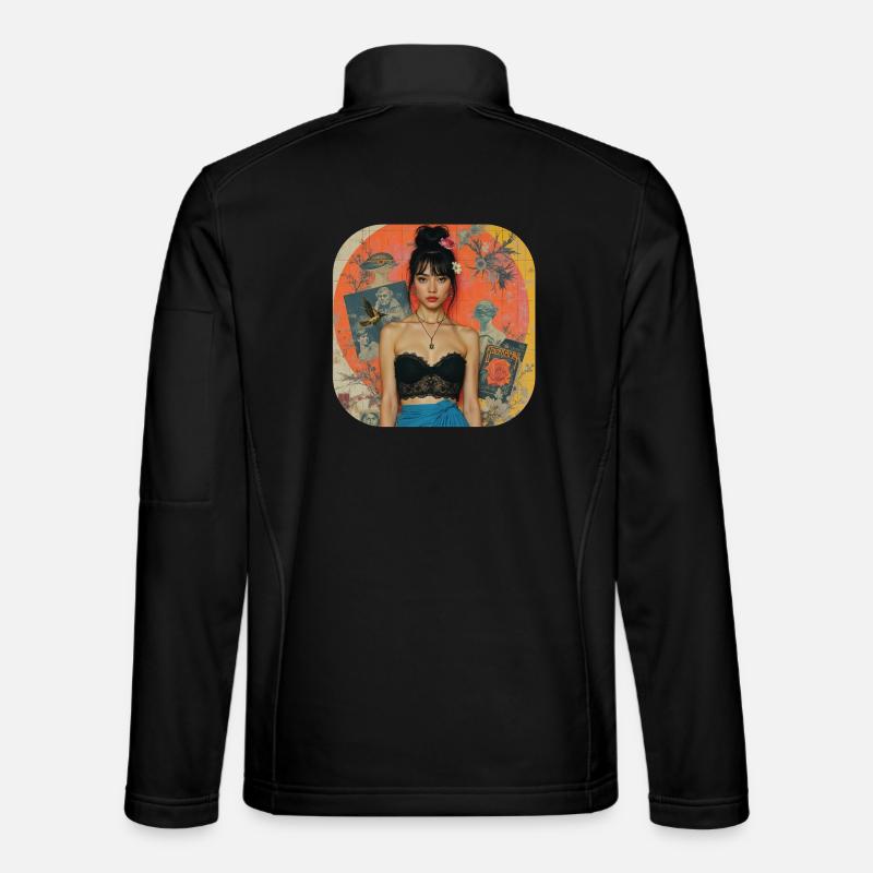 Retro Collage T-Shirt Design - Unisex Softshell Jacket - black