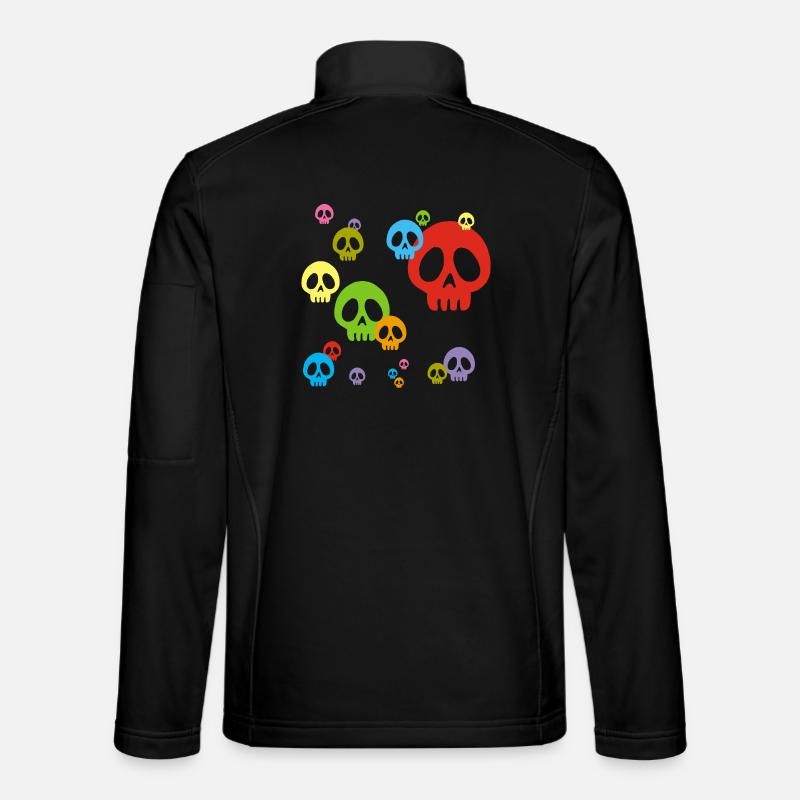Mehrfarbige Manga-Totenköpfe - Unisex Softshelljacke - Schwarz