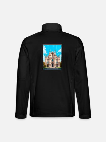 Mailand, Italien: Gotische Kathedrale unter strahlendem Himmel - Unisex Softshelljacke - Schwarz - Hinten