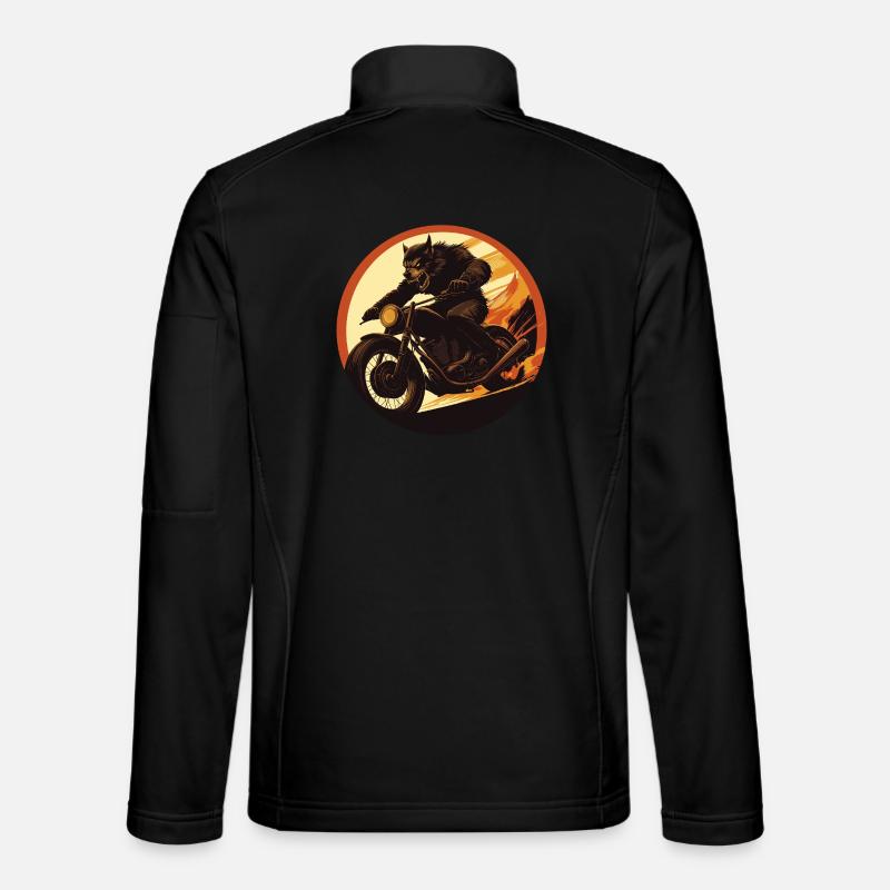 Werewolf Motorcycle Flame Circle Unisex Softshell Jacket