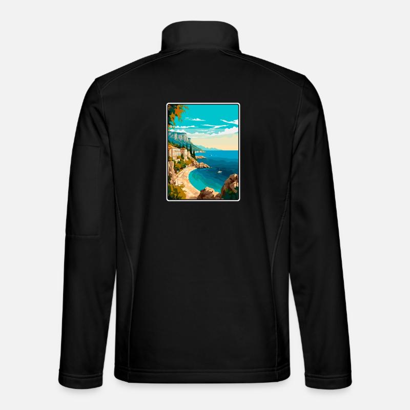 Makarska Croatia Cliffside Mediterranean Coastline - Unisex Softshell Jacket - black