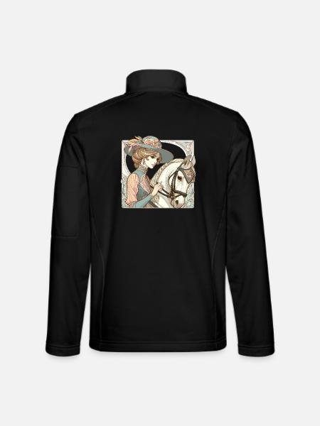 Dressurreiten Pferd edel Art Nouveau Geschenk - Unisex Softshelljacke - Schwarz - Hinten