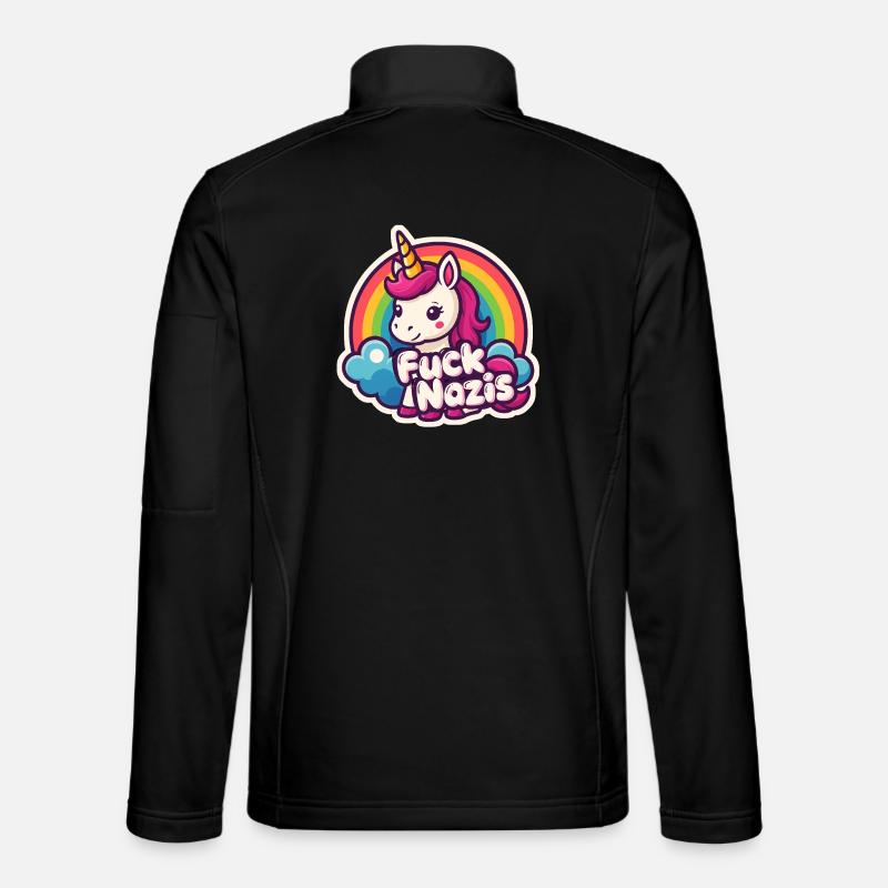 Einhorn Gegen Nazis Regenbogen Rainbow Unicorn - Unisex Softshelljacke - Schwarz