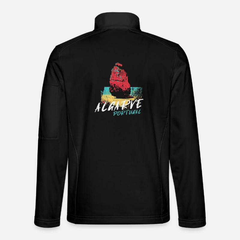 Rock Beach Algarve Illustration Portugal - Unisex Softshell Jacket - black
