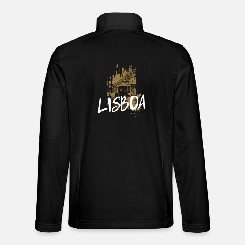Tramway à Lisbonne illustration ocre Veste en tissu softshell Unisexe