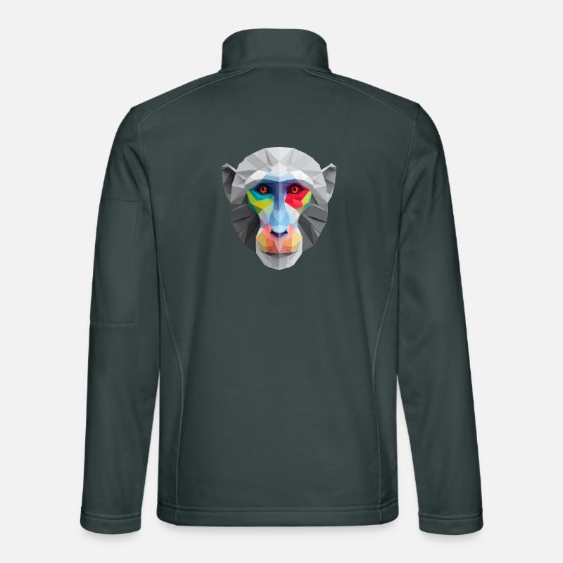 Colored Low-Poly Monkey Face Logo Art Design Unisex Softshell Jacket