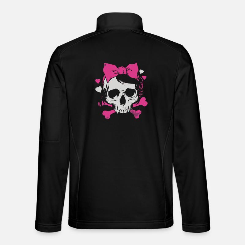 Pink Skull with Braids and Bows Unisex Softshell Jacket