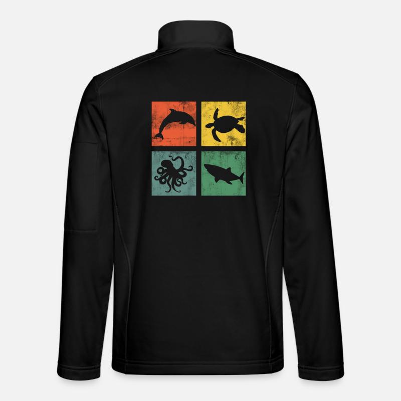 Marine Animals Ocean Dolphin Turtle Octopus - Unisex Softshell Jacket - black