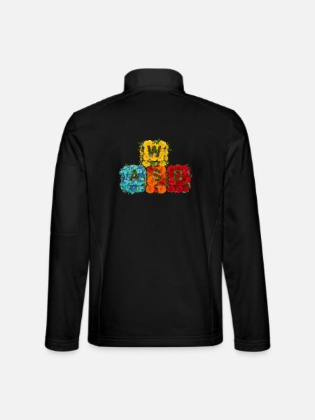 WASD Gaming Gamer Süß Niedlich Geschenk - Unisex Softshelljacke - Schwarz - Hinten