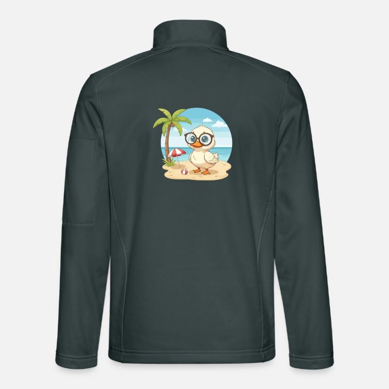 Vacances d’été sur la plage du canard mignon aux lunettes Veste en tissu softshell Unisexe