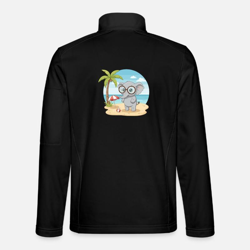Süßer Elefant mit Brille Strandsommerurlaub - Unisex Softshelljacke - Schwarz