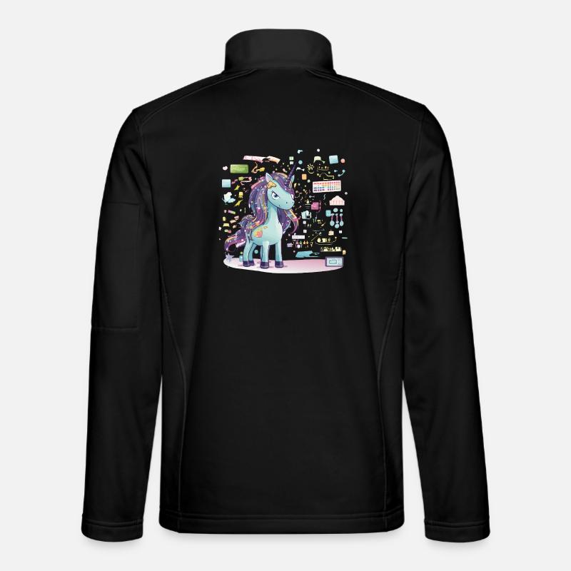 Unicorn Technikzauber Illustration - Unisex Softshelljacke - Schwarz