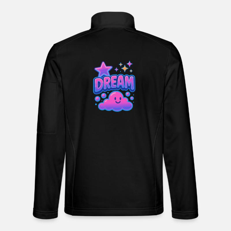 DREAM Cloud Neon Kawaii Motif - Unisex Softshell Jacket - black