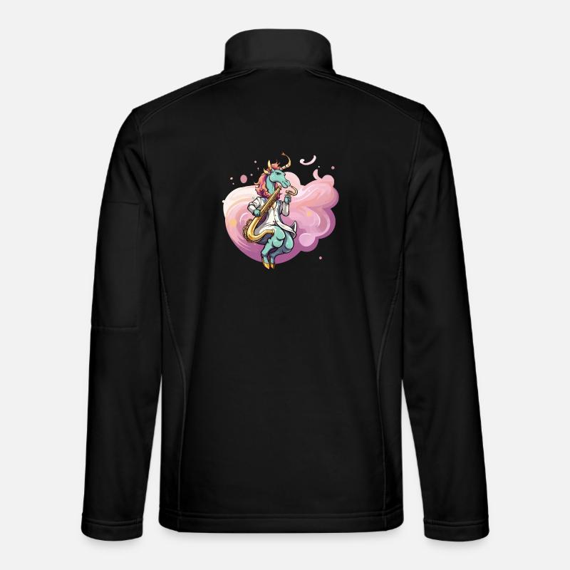 Pastell Unicorn Saxophonist - Unisex Softshelljacke - Schwarz