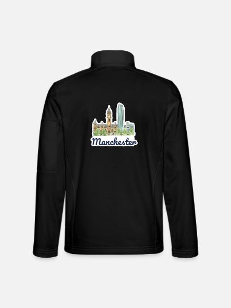 Silhouette de la ville de Manchester Town Hall Beetham Œuvres d’art - Veste en tissu softshell Unisexe - noir - Dos
