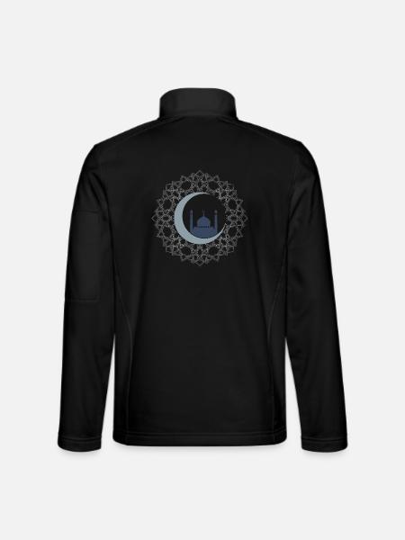 Art Islamique Mosquée Croissant Lune Élégant - Veste en tissu softshell Unisexe - noir - Dos
