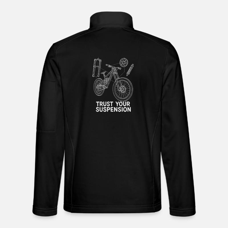 Downhill MTB Explosionszeichnung – Suspension Art - Unisex Softshelljacke - Schwarz