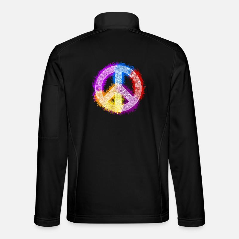 Zentangle Peace Sign - Unisex Softshell Jacket - black