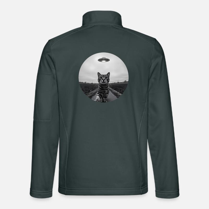 Design drôle d’extraterrestre d’un chat spatial OVNI Veste en tissu softshell Unisexe