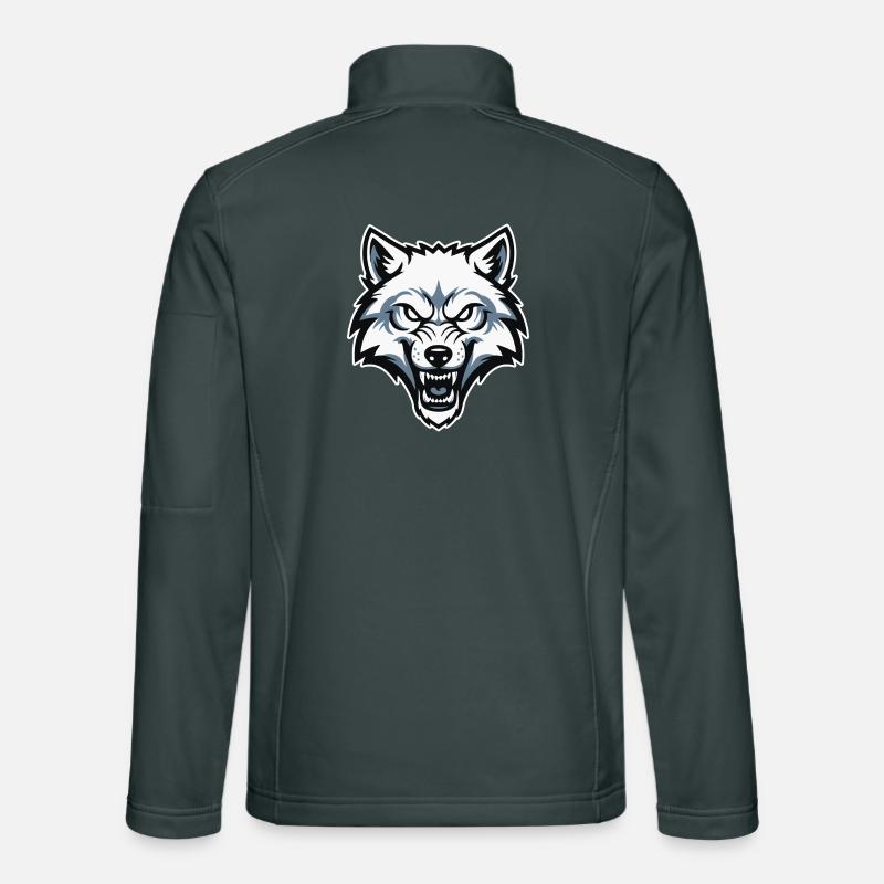 Wild Arctic White Wolf Maskottchen-Maskottchen-Logo Unisex Softshelljacke