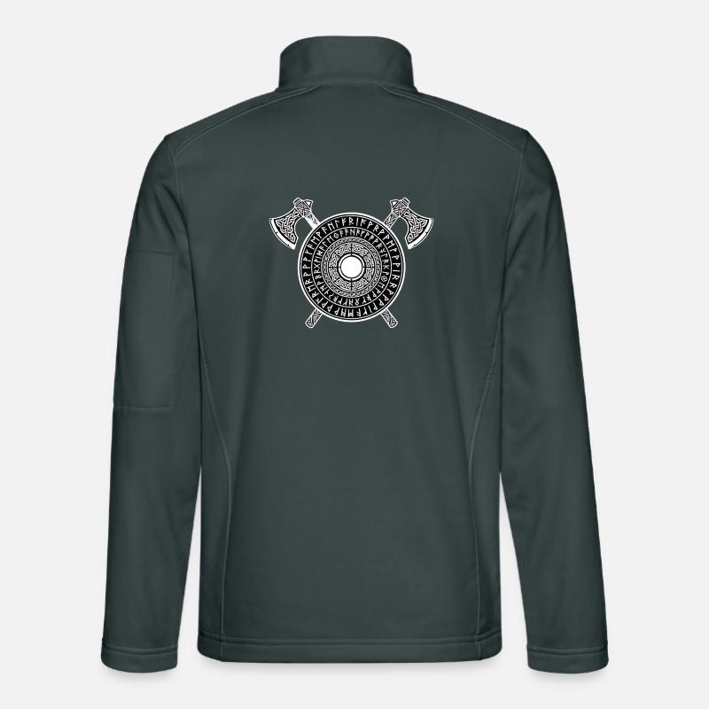 Viking Runic Shield and Norse Crusader Axes Unisex Softshell Jacket