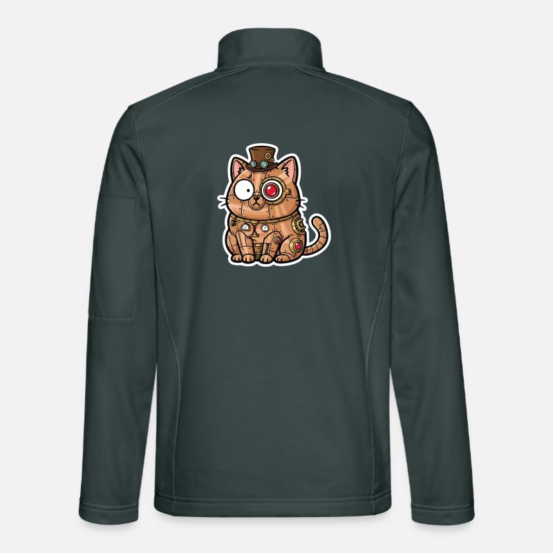 Chat Automate Steampunk Cuivre et Engrenages Veste en tissu softshell Unisexe