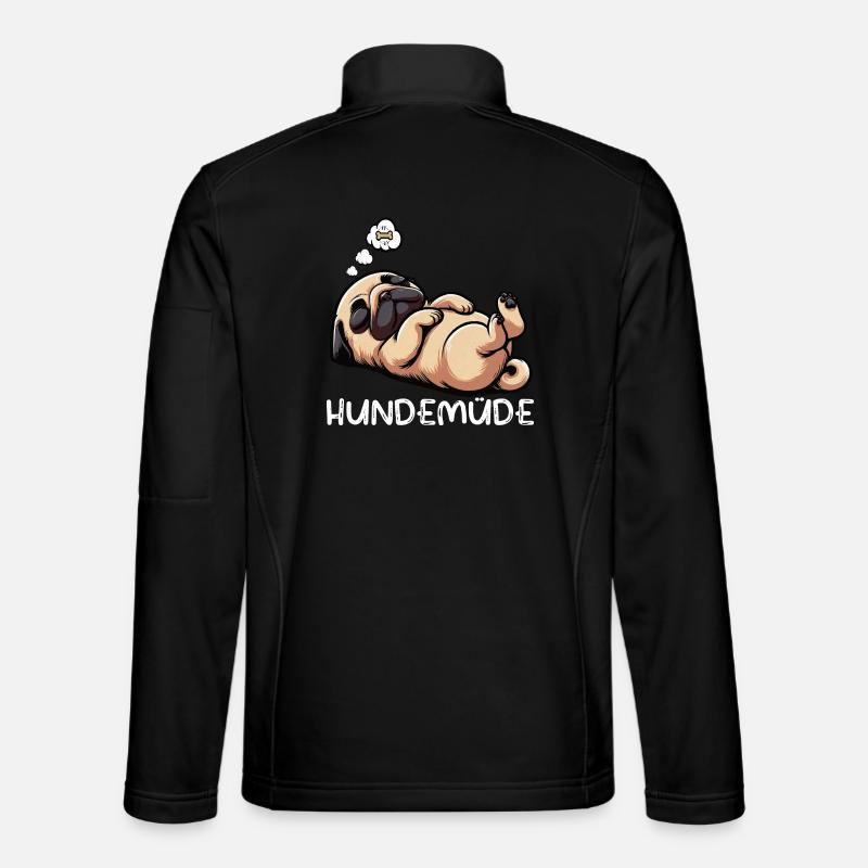 Hundemüde Mops Möpse Mopsbesitzer Mopsliebhaber - Unisex Softshelljacke - Schwarz