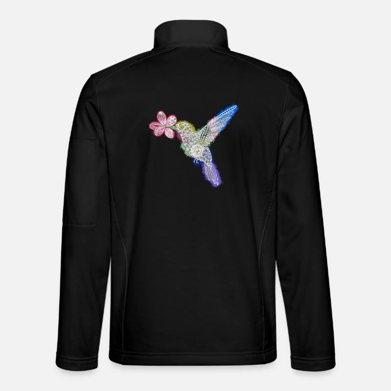 Colibri Zentangle avec fleur Veste en tissu softshell Unisexe