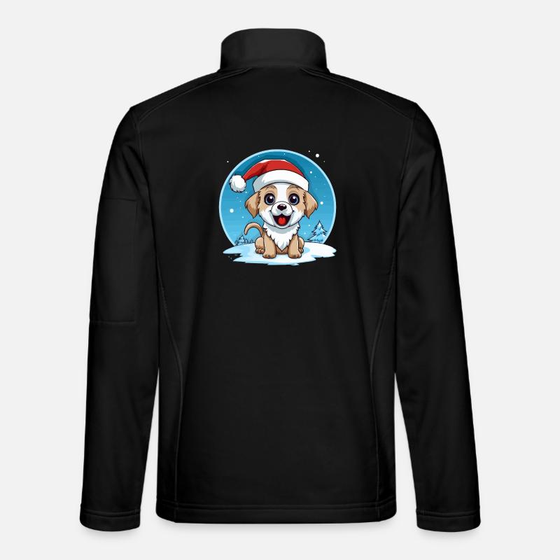 Winter dog with santa hat Unisex Softshell Jacket
