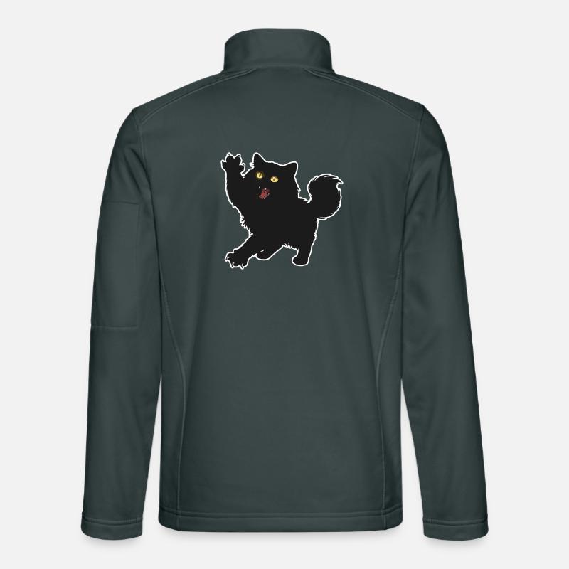 Black Kitten Fluffy Long Haired Fun Portrait Unisex Softshell Jacket