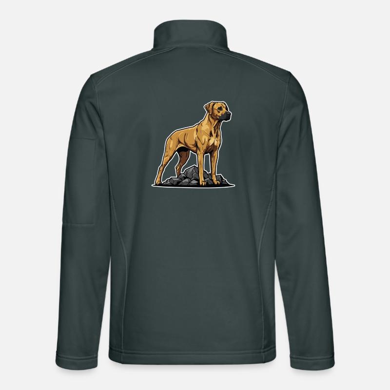 Chien Rhodesian Ridgeback sur Rocher Portrait Fier Veste en tissu softshell Unisexe